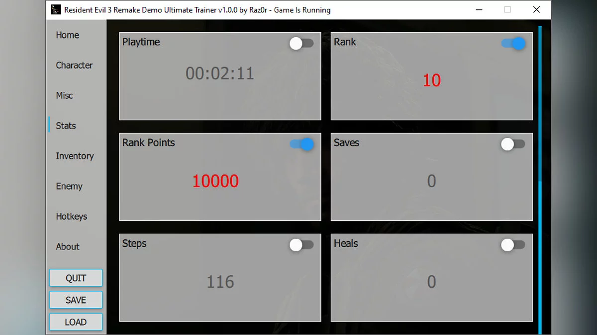 Resident Evil 3 — Ultimate Trainer для Resident Evil 3 Remake Demo