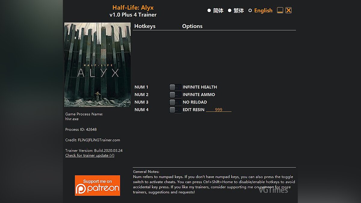 Half-Life: Alyx — Trainer (+4) [1.0]