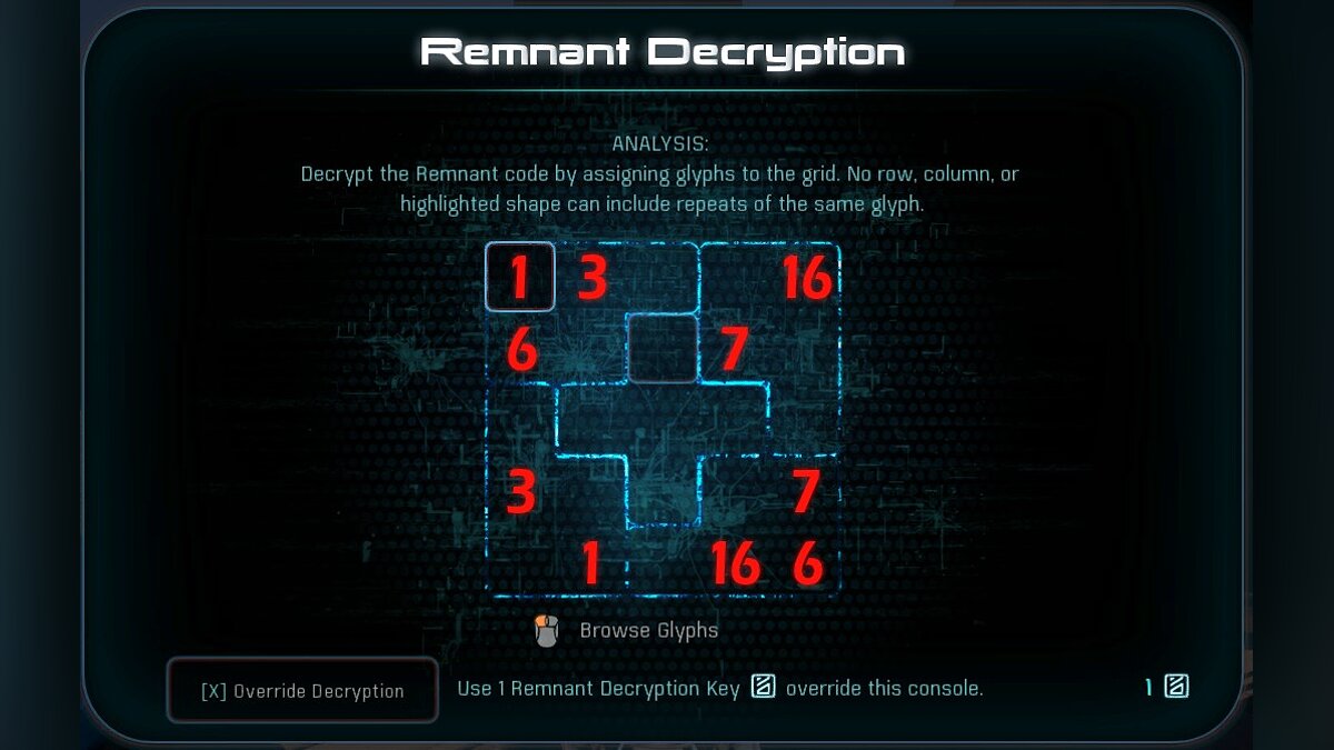 Mass Effect: Andromeda — Numbers instead of glyphs