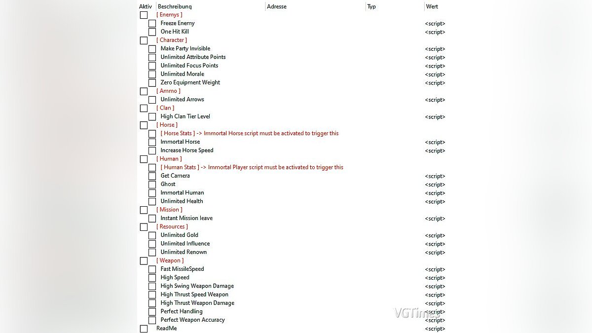 Mount &amp; Blade 2: Bannerlord — Table for Cheat Engine [b0.9.0]