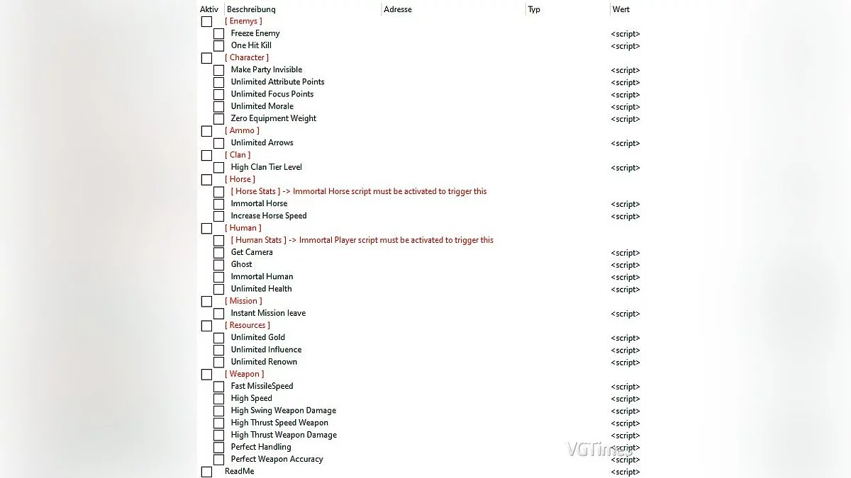 Mount &amp; Blade 2: Bannerlord — Table for Cheat Engine [b0.9.0]