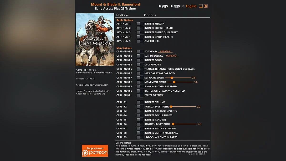 Mount &amp; Blade 2: Bannerlord — Entrenador (+25) [EA: 01/04/2020]