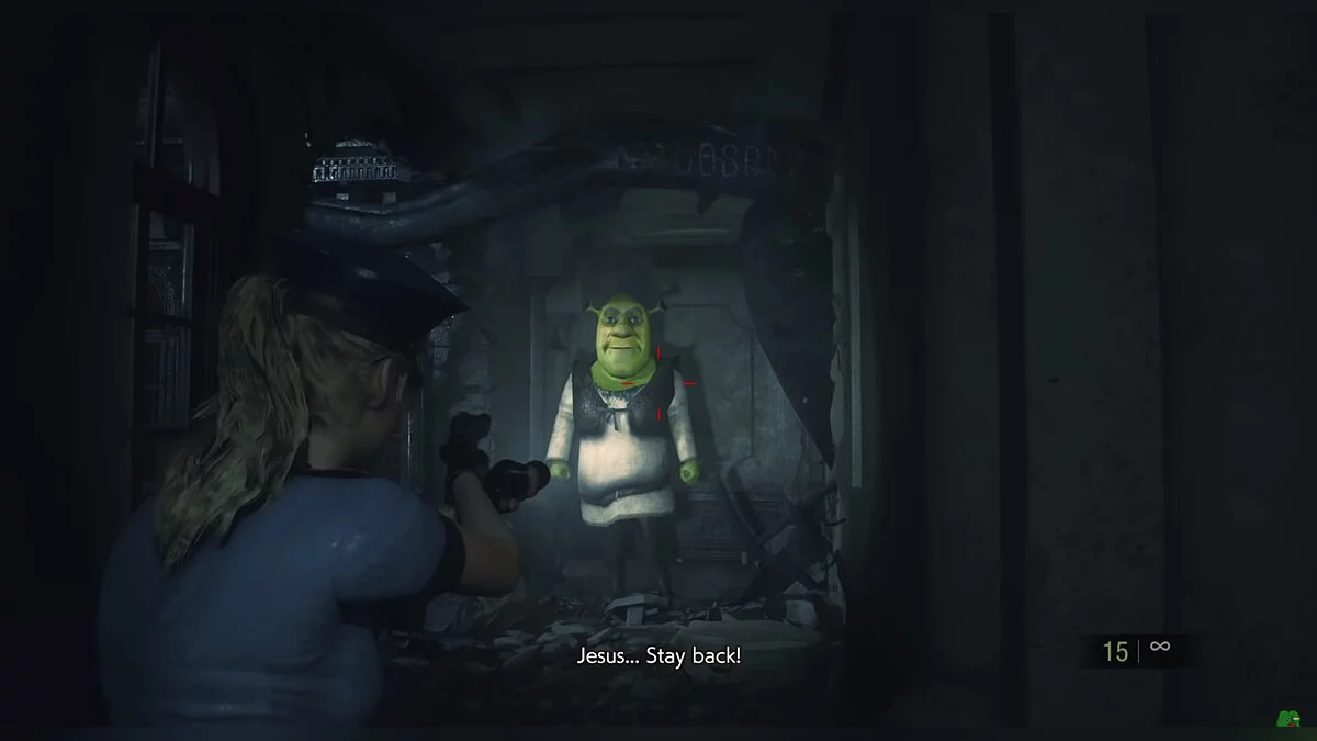 Resident Evil 2 — Shrek instead of Mr. X