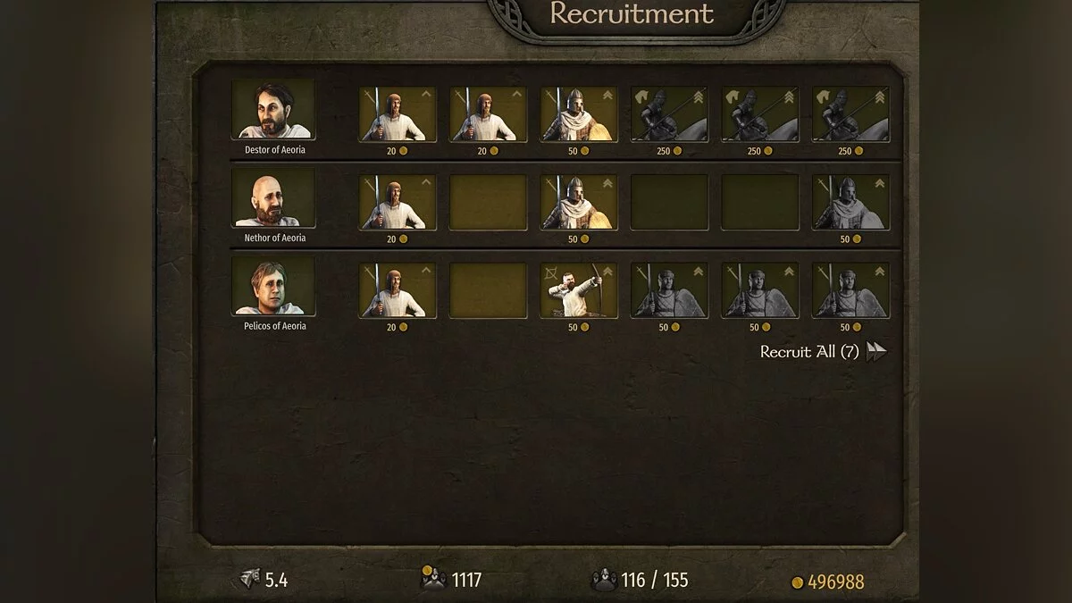 Mount & Blade 2: Bannerlord — Кількість новобранців в оверлеї
