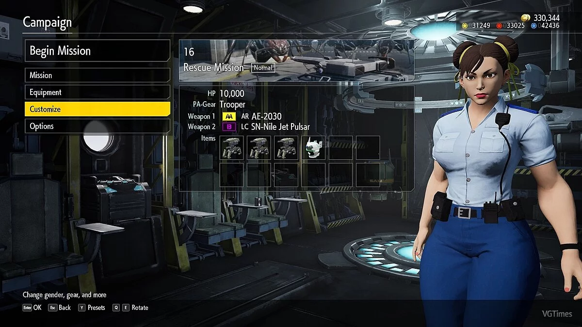 Earth Defense Force: Iron Rain — Chun Li in police uniform