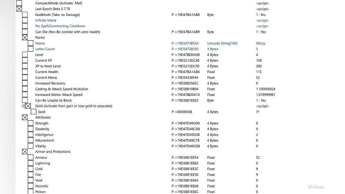 Last Epoch — Table for Cheat Engine [UPD: 04/12/2020 / 0.7.7E v5a]