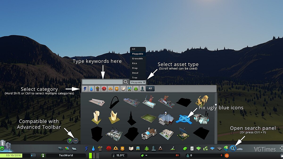 Cities: Skylines — Find It! for version 1.13.0-f7 - search for objects