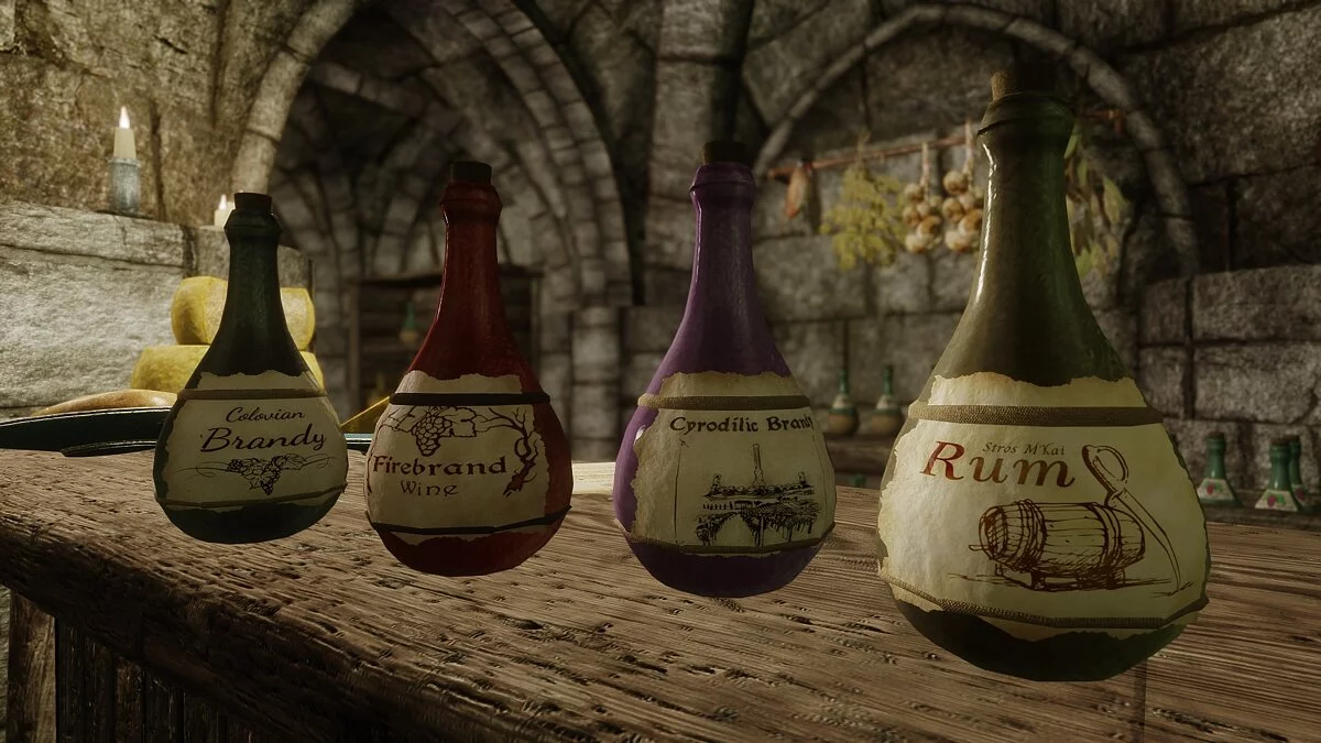 Elder Scrolls 5: Skyrim Special Edition — Улучшенные этикетки на бутылках