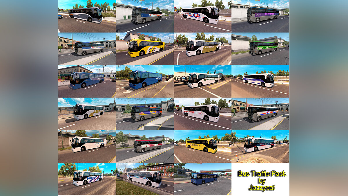 American Truck Simulator — Pack of buses in traffic v1.4.1