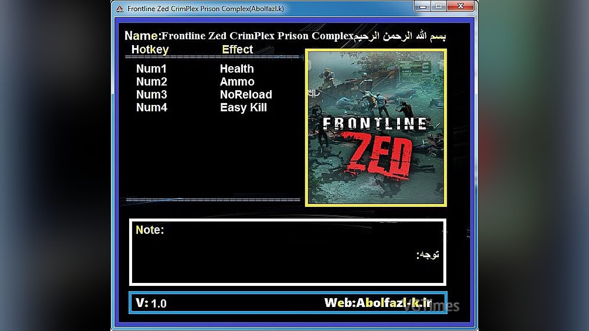 Frontline Zed — Trainer (+4) [1.40a]