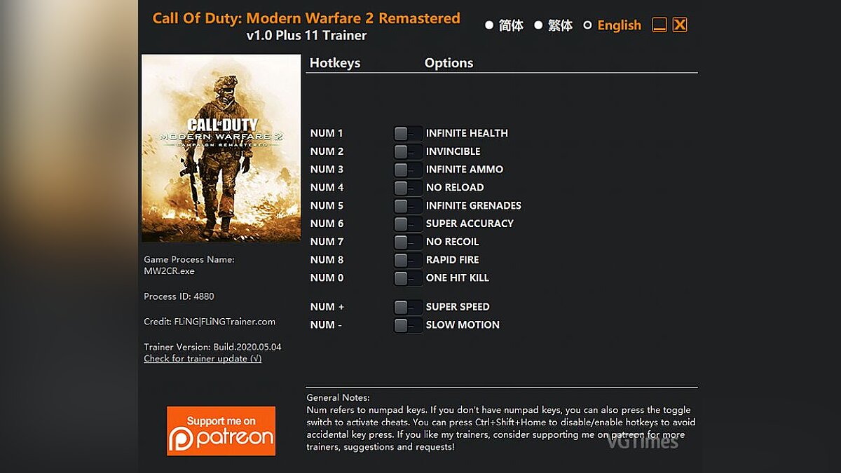 Call of Duty: Modern Warfare 2 (2009) — Trainer (+11) [1.0]