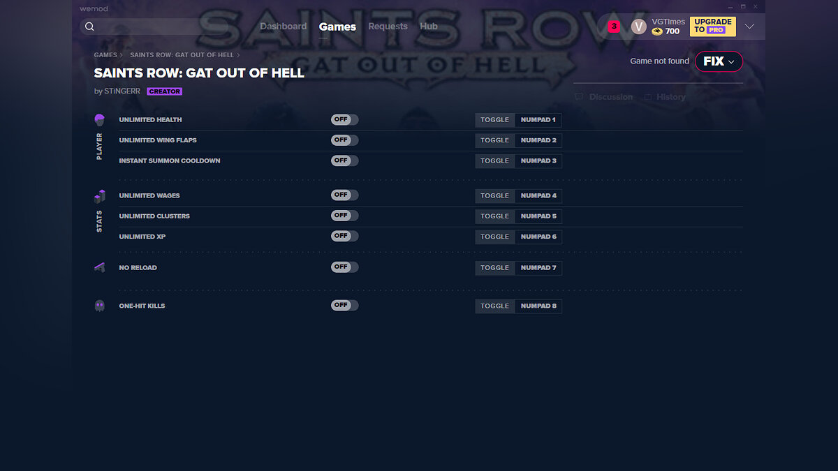 Saints Row: Gat out of Hell — Trainer (+8) from 05/11/2020 [WeMod]