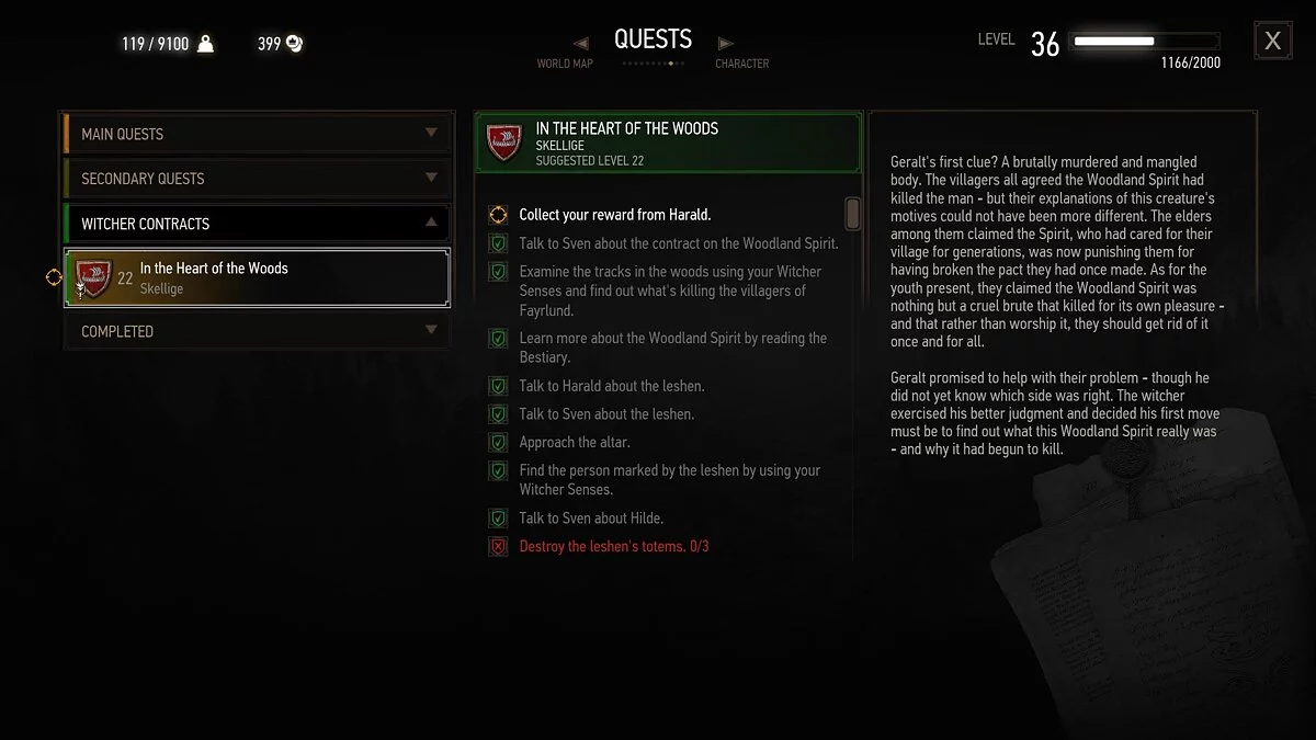 The Witcher 3: Wild Hunt - Complete Edition — Correction of the quest “Heart of the Forest”