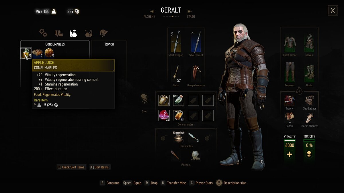 The Witcher 3: Wild Hunt - Complete Edition — Eat less to restore health