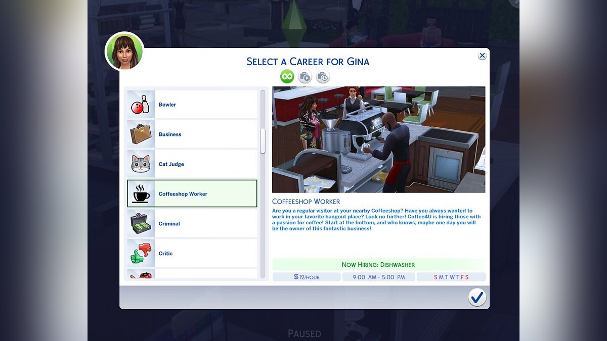 The Sims 4 — Coffee shop worker career