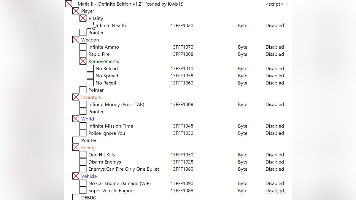 Mafia 2: Definitive Edition — Table for Cheat Engine [UPD: 05/24/2020]
