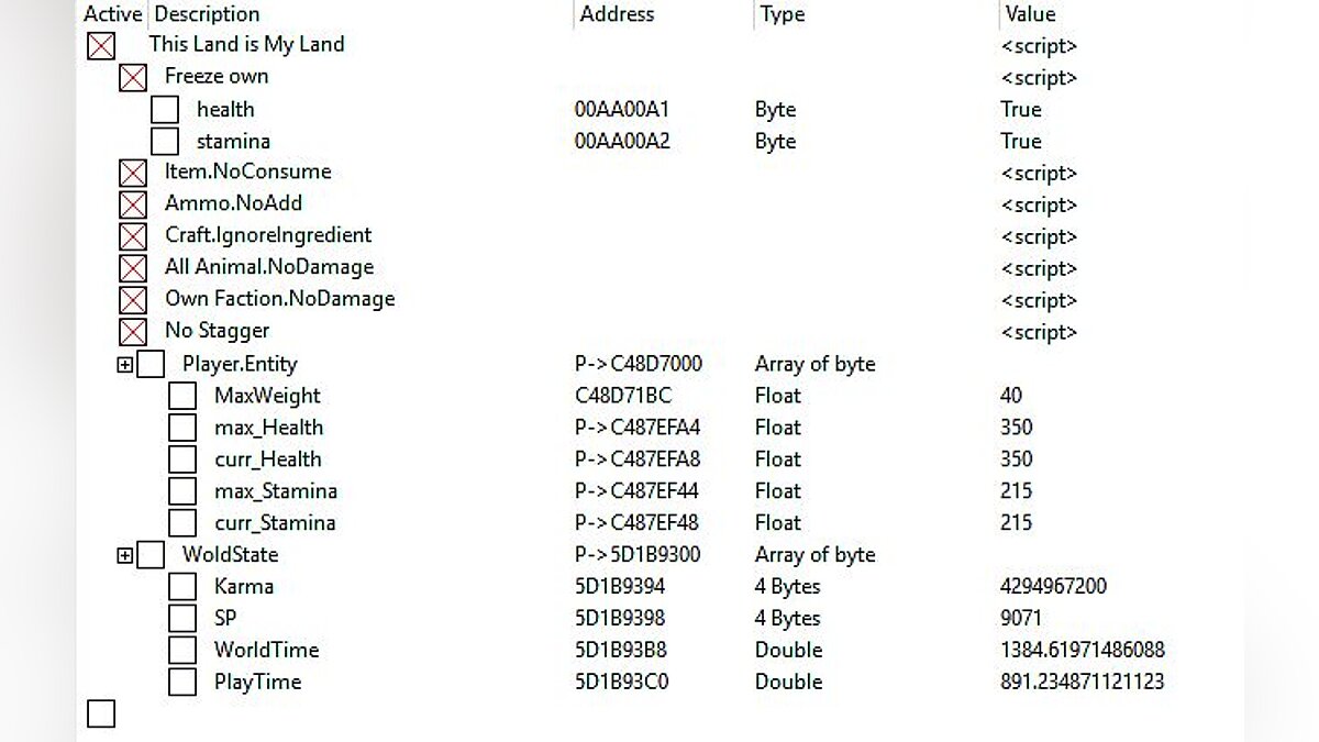 This Land is My Land — Table for Cheat Engine [0.0.3.13489]