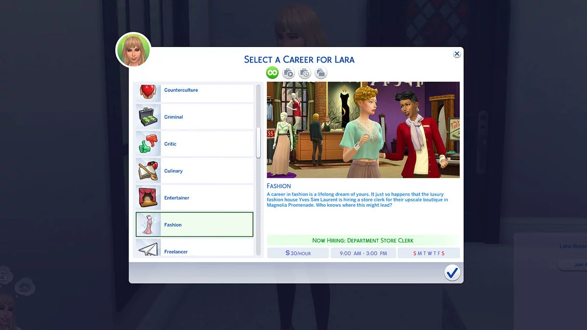 The Sims 4 — Carrera - moda