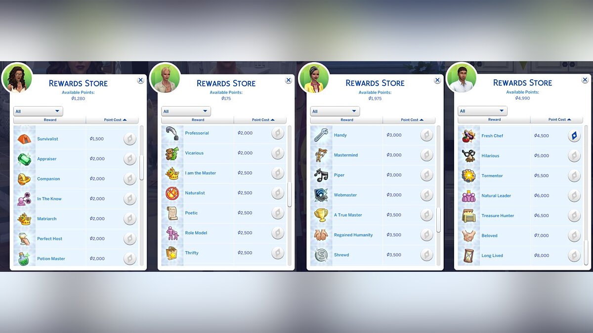 The Sims 4 — Traits in the reward store