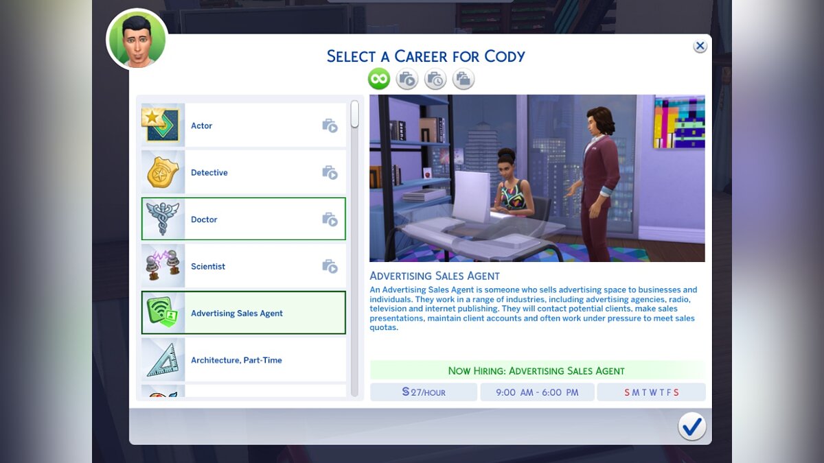 The Sims 4 — Single-level careers