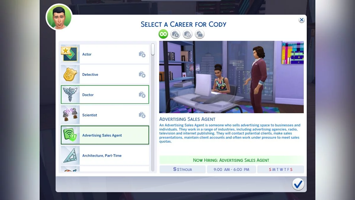 The Sims 4 — Carreras de un solo nivel