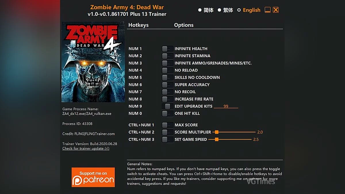 Zombie Army 4: Dead War — Trainer (+13) [1.0 - 1.861701]