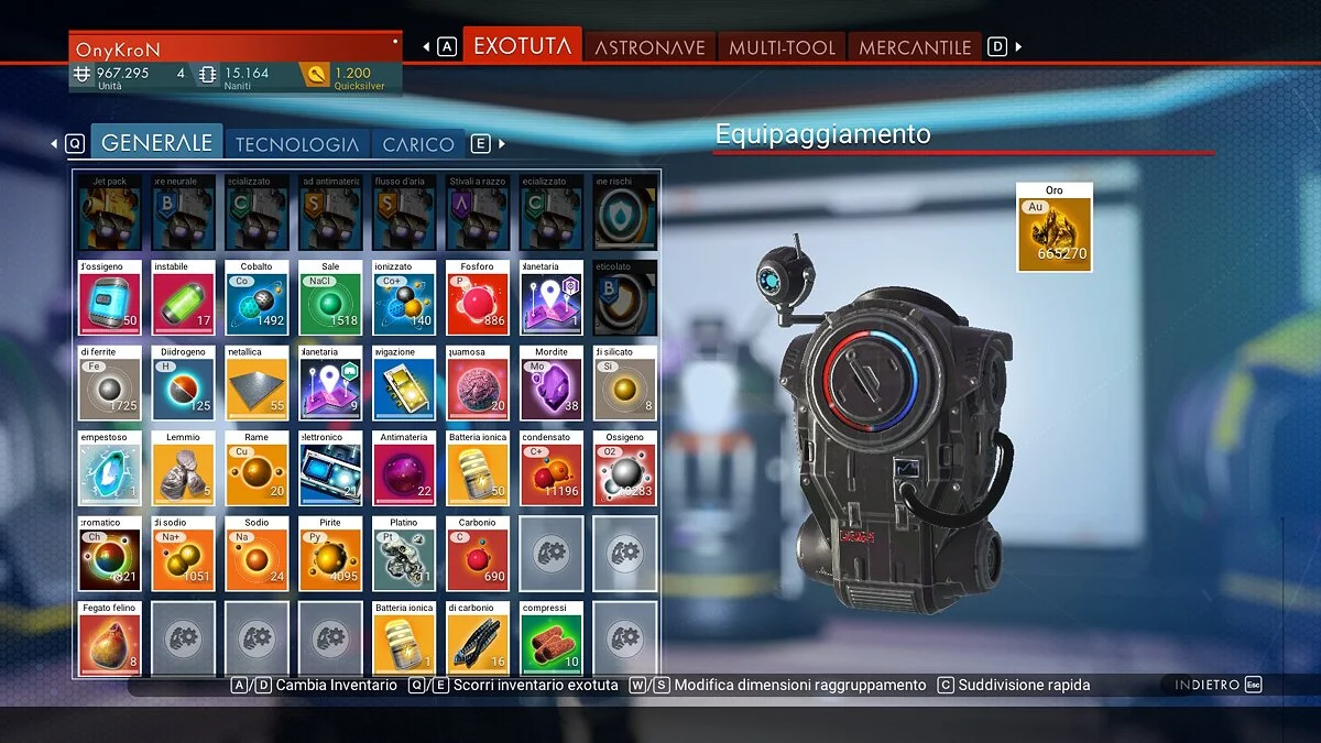 No Man&#039;s Sky — Lots of space in the backpack