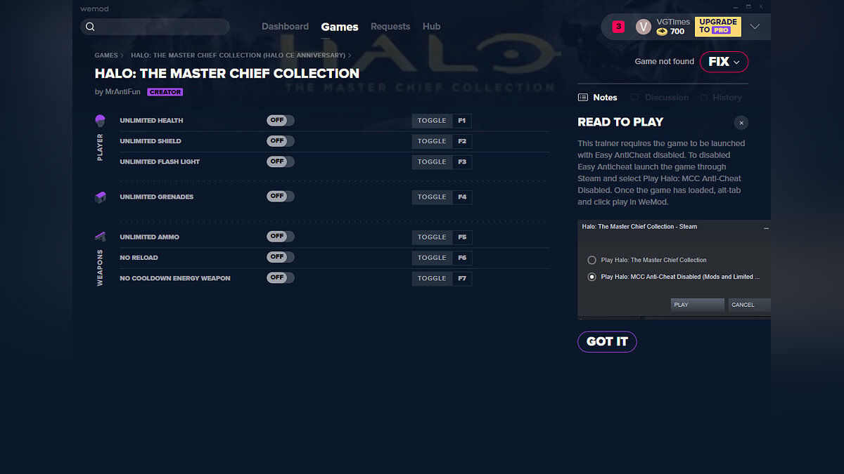 Halo: The Master Chief Collection — Trainer (+7) from 07/11/2020 [WeMod] [Steam]