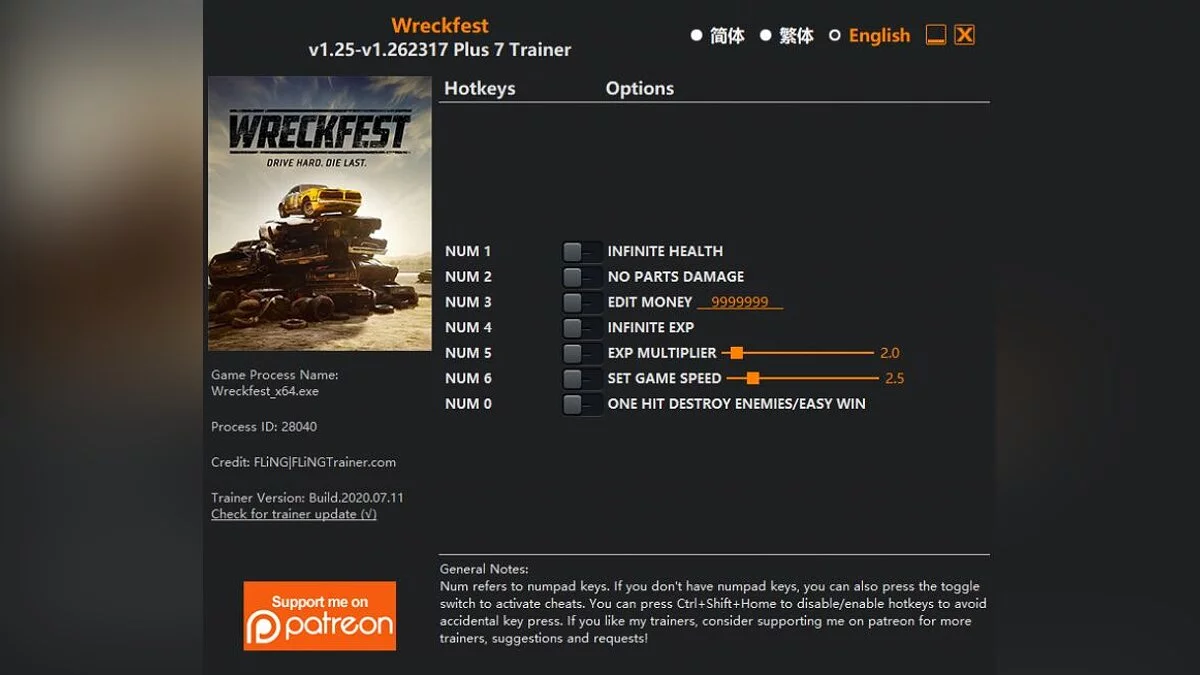 Wreckfest — Trainer (+7) [1.25 - 1.262317]