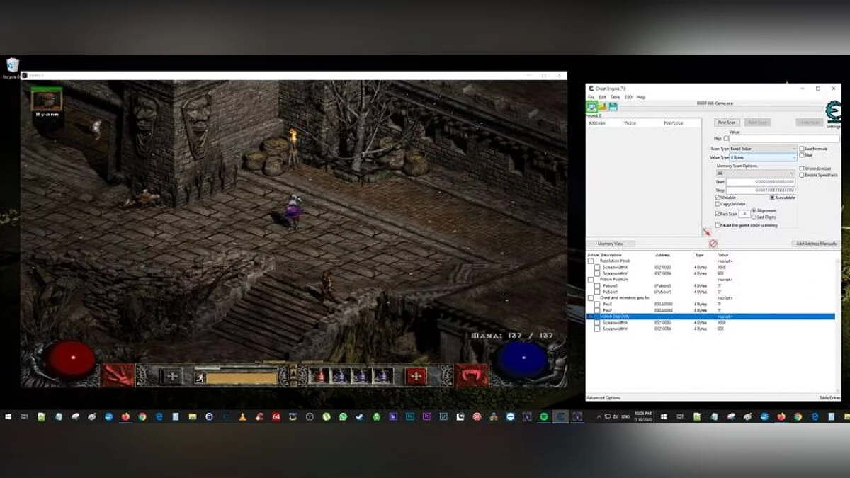 Diablo 2 — Table for Cheat Engine (Changing screen resolution) [1.14D]