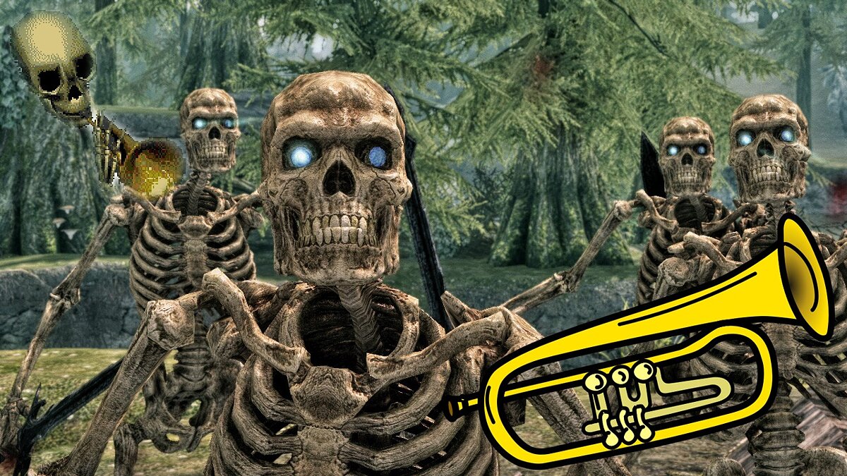 The Elder Scrolls 5: Skyrim Legendary Edition — Skeleton walks with trumpet sounds