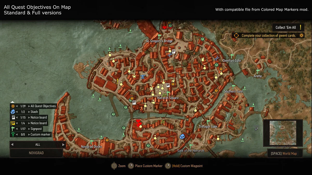 The Witcher 3: Wild Hunt - Complete Edition — Todos los objetivos de la misión en el mapa.