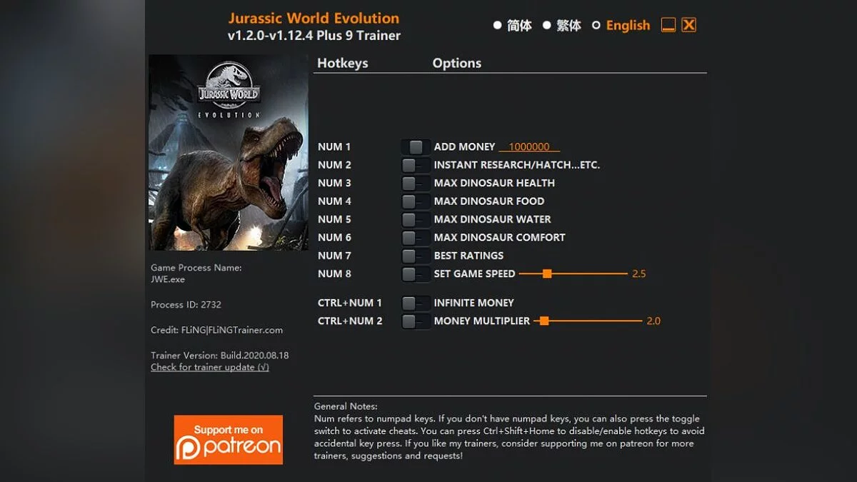 Jurassic World Evolution — Trainer (+3/+9) [1.2.0 - 1.12.4]