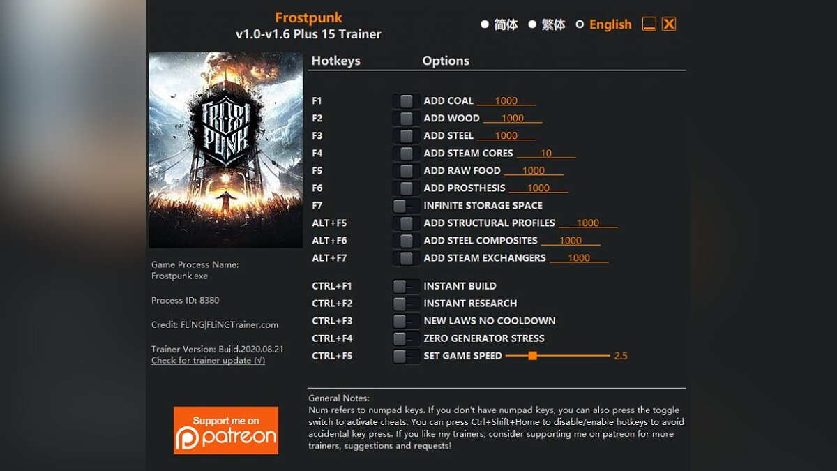 Frostpunk — Trainer (+15) [1.0 - 1.6]