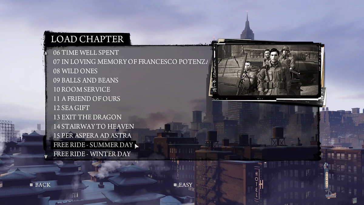 Mafia 2: Definitive Edition — Вибір будь-якого розділу