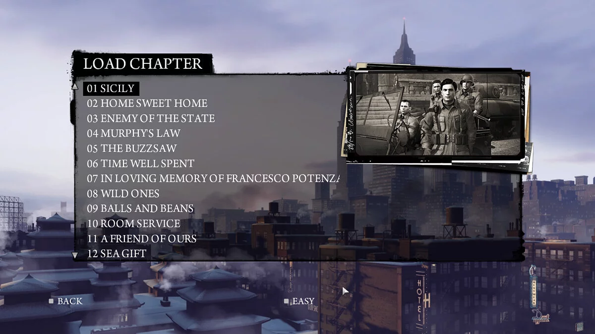 Mafia 2: Definitive Edition — Вибір будь-якого розділу
