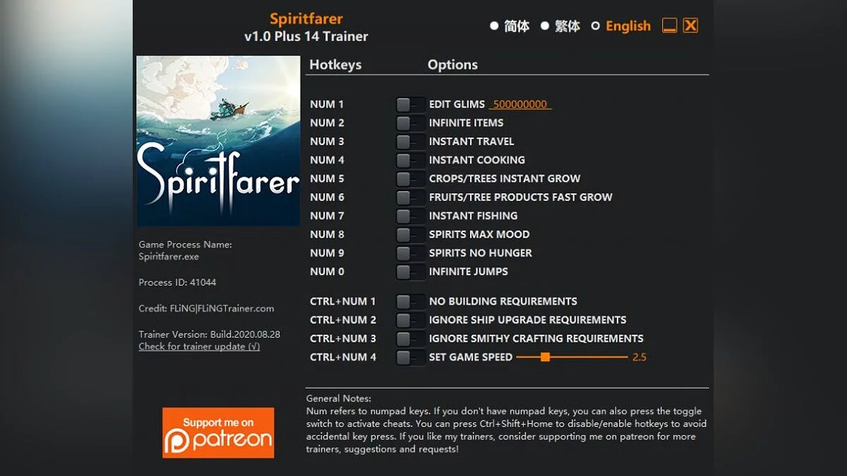 Spiritfarer — Трейнер (14) [1.0]