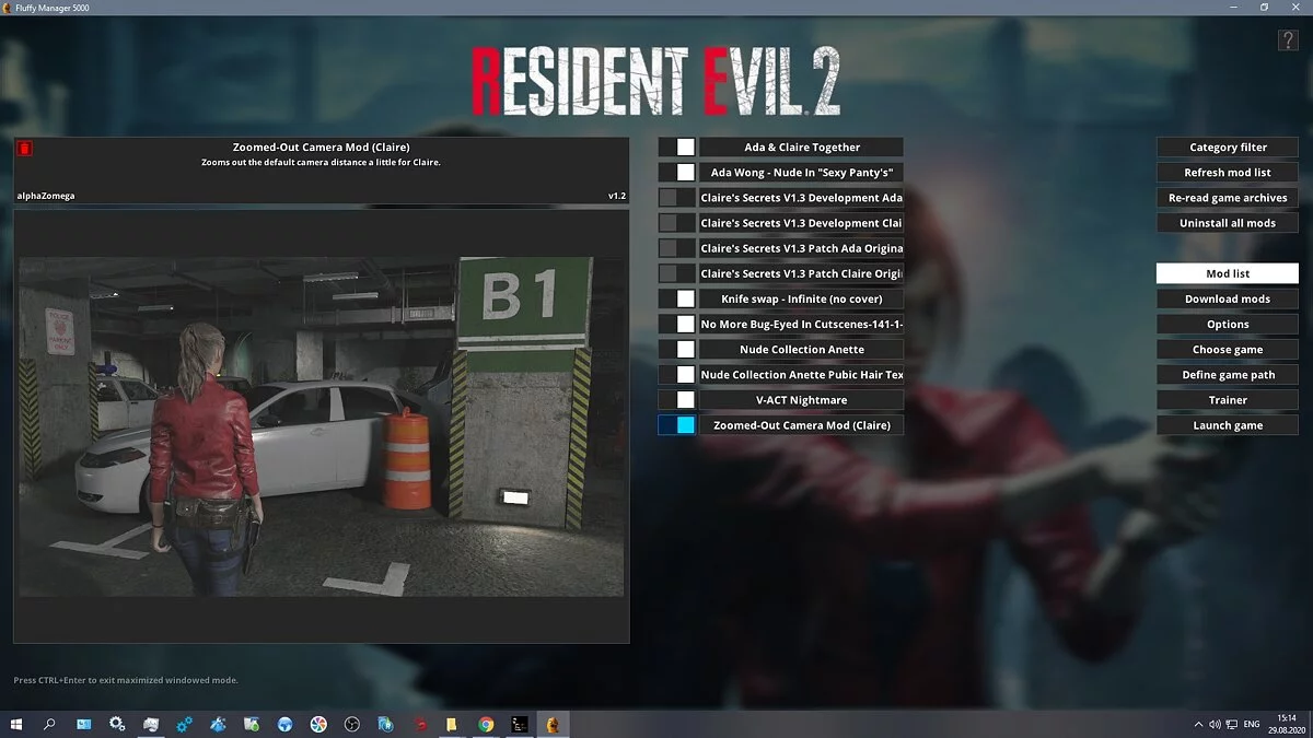 Resident Evil 2 — Moving the camera away from Claire 1.2