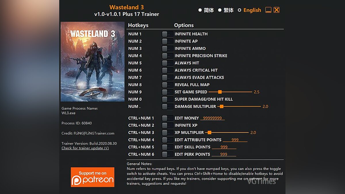 Wasteland 3 — Trainer (+17) [1.0 - 1.0.1]