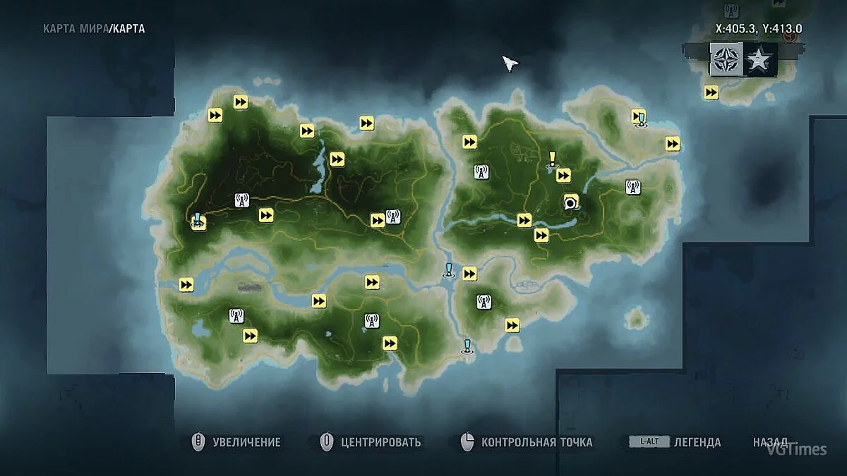 Far Cry 3 — Conservation (On the Mission "Black Gold", all towers are open, all outposts on all islands are captured)