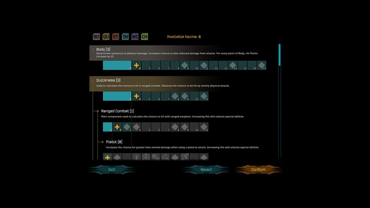 Shadowrun Returns — Same maximum stats for all races