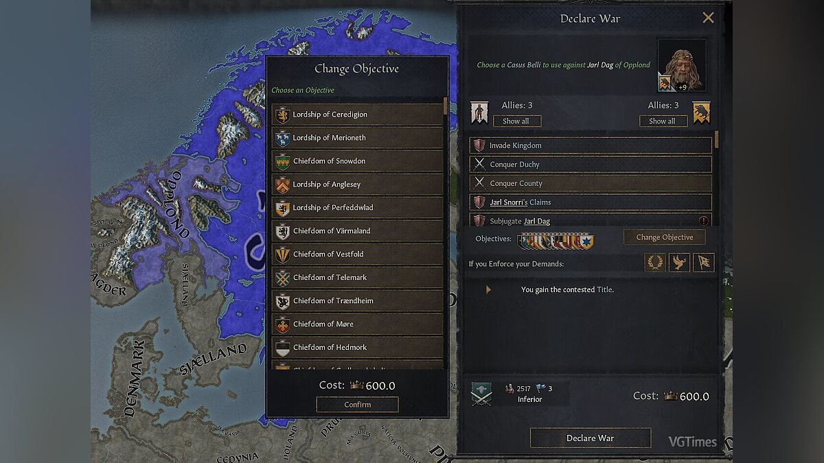 Crusader Kings 3 — Several reasons for war