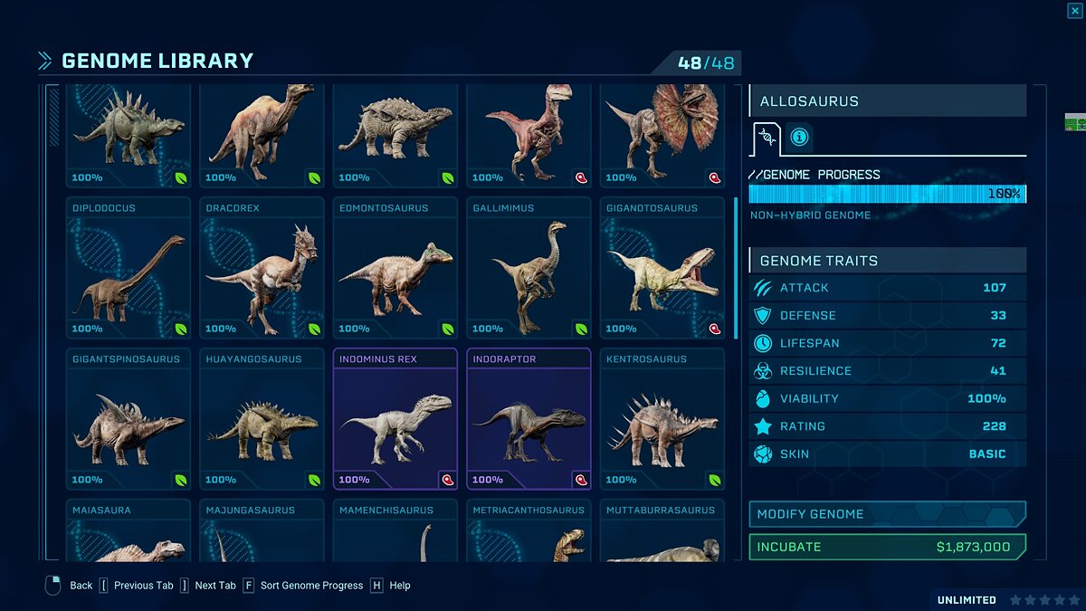 Jurassic World Evolution — Save with all dinosaurs