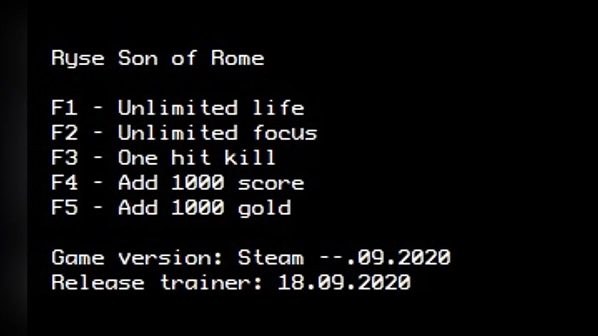 Ryse: Son of Rome — Trainer (+5) [Steam] [LIRW / GHL]