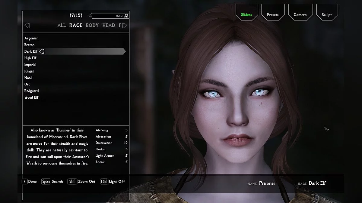 Elder Scrolls 5: Skyrim Special Edition — Dark Elf Preset