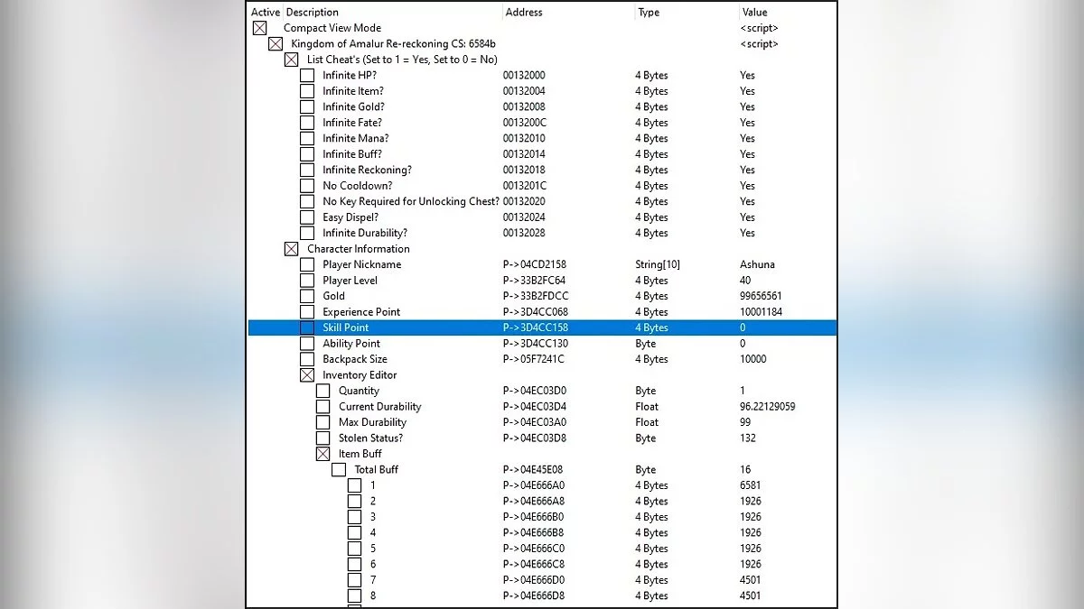 Kingdoms of Amalur: Re-Reckoning — Tabela za Cheat Engine [UPD: 20.09.2020/6584/6657]