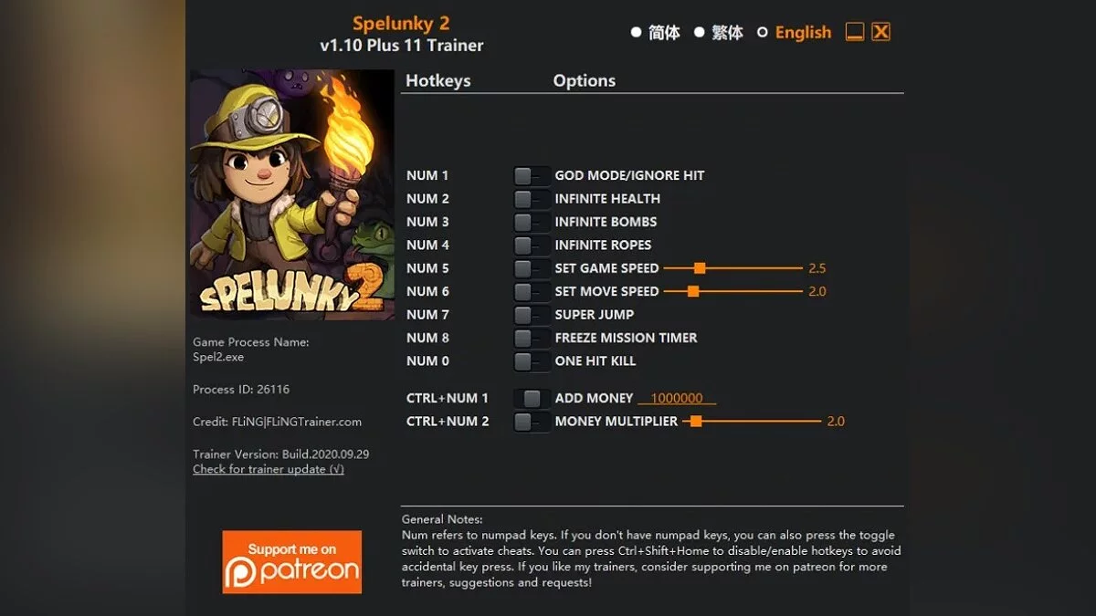 Spelunky 2 — Trainer (+11) [1.10]