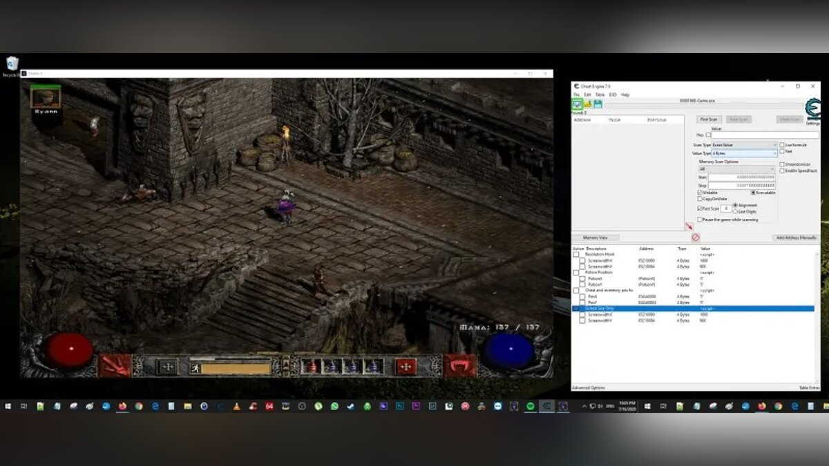 Diablo 2 — Table for Cheat Engine (Changing screen resolution) [UPD:04.10.20]