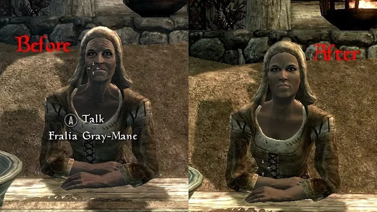 The Elder Scrolls 5: Skyrim — Personajes mayores ligeramente rejuvenecidos.