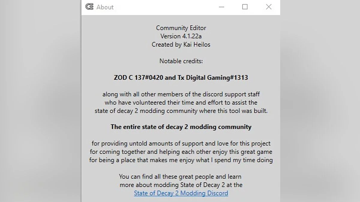 State of Decay 2 — Save Editor - Community Editor Version 4.1.22a